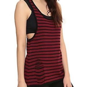 Hot topic striped knit distressed Orphan Black tank top tunic
